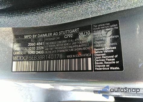 2011 Mercedes-Benz C 300 Luxury/Sport из США, поврежденный, VIN WDDGF5EB3BR140178